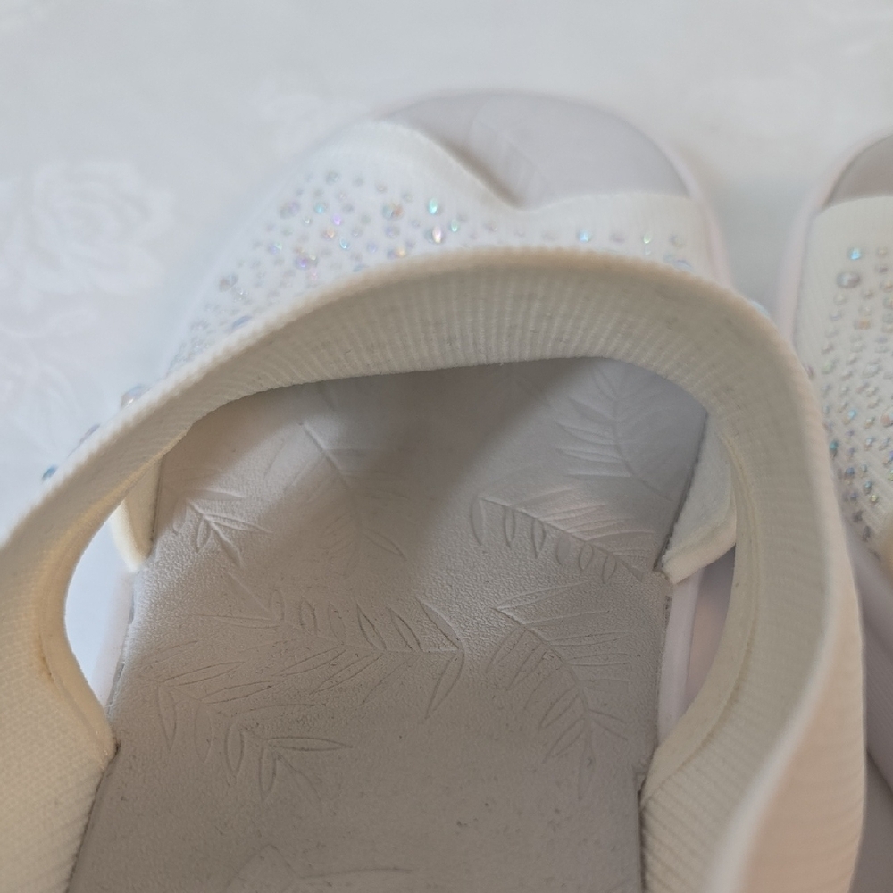 Bzees White Rhinestone Slip-On Slingback Sandals - Picture 12 of 16